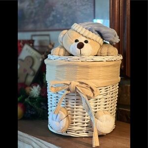 Rare Vintage Teddy Bear Wicker Basket‼️FINAL SALE